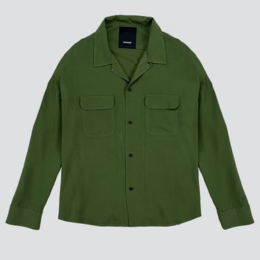 Green Rayon Crop Pocket Shirt