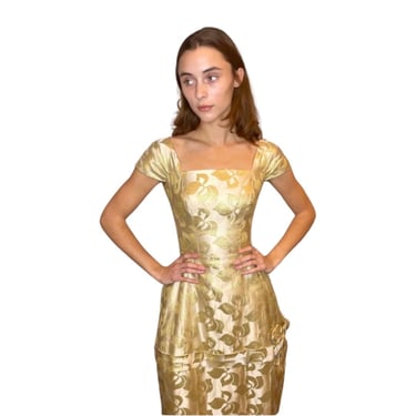 1960s Gold floral dress 
