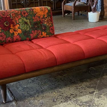 Adrian Pearsall Style Red Tufted Floral Lounger Single Back