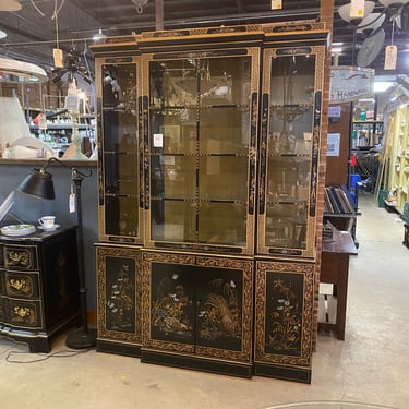 Drexel Heritage Black Lacquer China Cabinet