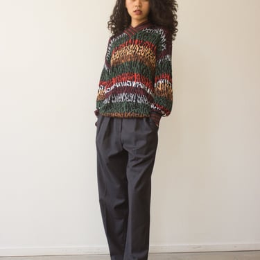 1980s Donna Karan Charcoal Wool Trousers 
