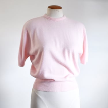 1960s Baby Pink Short Sleeve Sweater - L 