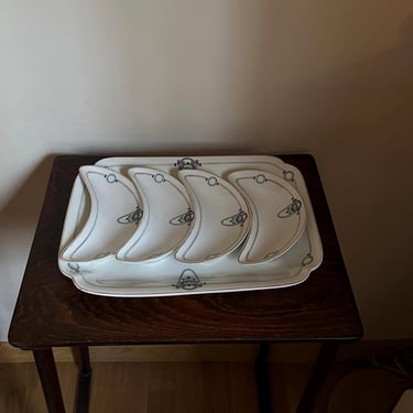 Holiday Table Decoration From 1900s Jugendstil / Vienna Secession Ceramic  Tray / Antique Art Nouveau Vase / Tray /  Secession 