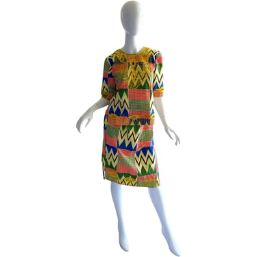70s Dashiki Deadstock Skirt Set / African Star Embroidered Tunic Skirt Set Medium 