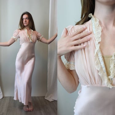 1930s SILK CHIFFON rayon nightgown dress small | new spring 