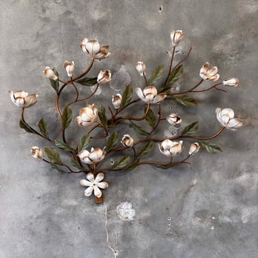 Tole Magnolia Hollywood Regency Wall Light Fixture