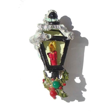 Vintage Castlecliff Christmas Lantern Brooch Pin 