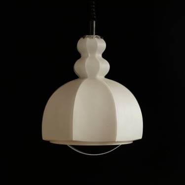 Vintage Glass Opaline Pendant Lamp from the 70's / Mid-Century Opaline Glass / Medieval Lighting / Retro Lighting / Space Age Light /White 