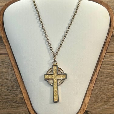Vintage Cross Necklace Gold Tone Retro Fashion Jewelry Cross Pendant Religious 