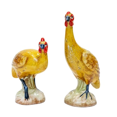 Pair of Hand Painted Ceramic Chickens
