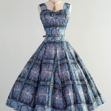 Glorious 1950's Royal Hawaiian Honolulu Polished Cotton Sun Dress With Matching Bolero / M