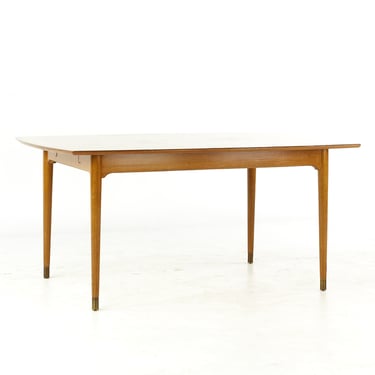 Brown Saltman Mid Century Bleached Mahogany Expanding Dining Table with 2 Leaves - mcm 