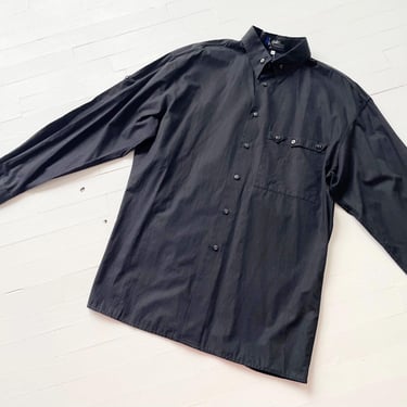 1980s Claude Montana Black Button Down Shirt 