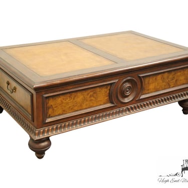 ETHAN ALLEN Rustic Italian Style 51" Accent Coffee Table w. Tooled Leather Top 