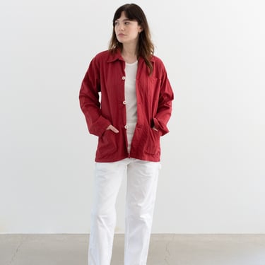 The Toulouse Jacket | Vintage Light Tomato Red Chore Jacket | Unisex French Lightweight Cotton Utility Workwear | S M | 