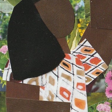 In The Garden Original African American Art Black Woman Very Small Collage 