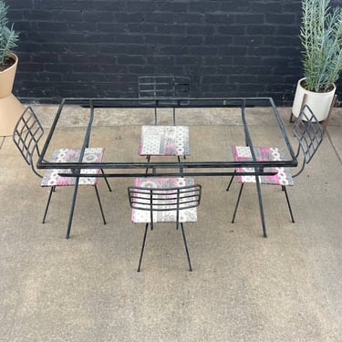 Vintage Mid-Century Modern Iron Patio Dining Set with Chairs, c.1960’s 