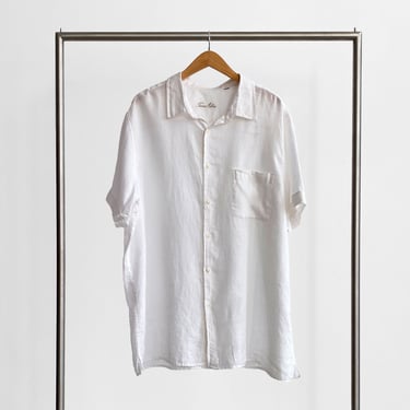 White Short Sleeve Button Down Top