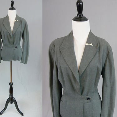50s Gray Suit Jacket or Blazer - Nice Details - Classy Lady - Vintage 1950s - L 41