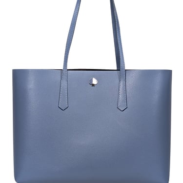 Kate Spade - Blue Leather Tote Bag w/ Metallic Leather Pouch