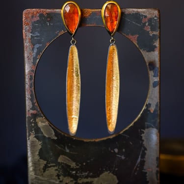 Gold Plated Sterling Silver Orange Kyanite Drop Earrings