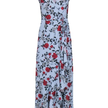Yumi Kim - Blue w/ Red Froral Print Wrap Maxi Dress Sz XS
