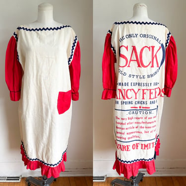 Vintage 1960s Fancy Chick Feed Sack dress / Costume Dress // one size fits many 