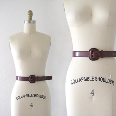 merlot leather belt 30-34 - vintage 90s y2k wine burgundy red womens size medium large belts 