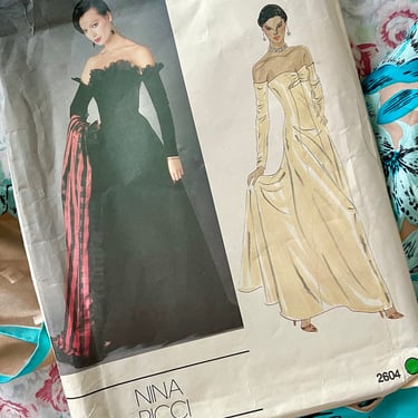 Vogue Sewing Pattern, Evening Wear, Cocktail Dress, Nina Ricci Designer, Factory Folded, and Instructions, Paris Original 