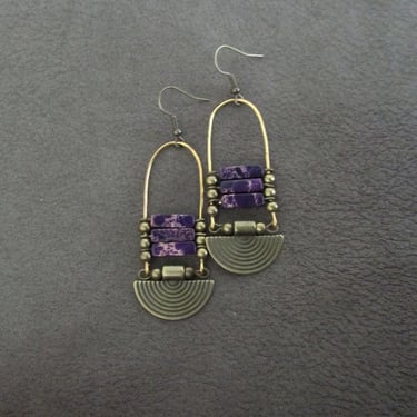 Sediment jasper earrings, unique ethnic earrings, purple earrings, boho chic earrings 