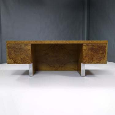 Exquisite 1960s Mid-Century Modern Maple Burlwood Executive Desk 