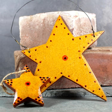 Beautiful, Vintage Hand-Painted Christmas Stars | Set of 2 | Vintage Gold Christmas Stars | Country Christmas | Bixley Shop 