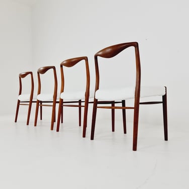 Mid Century Danish Teak and Fabric Chair by Kai Lyngfeldt Larsen, 1960s Set of 4 