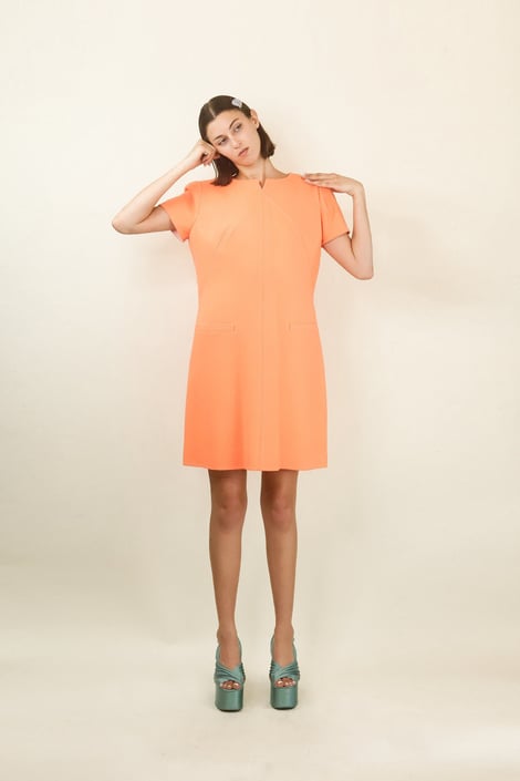 Courreges c. 1980's Peach Sorbet Dress with Pockets 