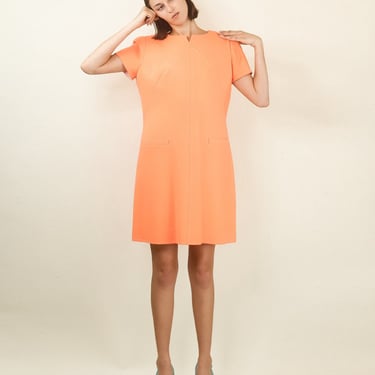 Courreges c. 1980's Peach Sorbet Dress with Pockets 