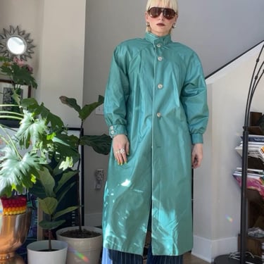 VTG 80s Teal Windbreaker Trenchcoat 