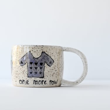 Sweater Knitter Mug | Handmade Ceramic Pottery Mug with handpainted sweaters and yarn 