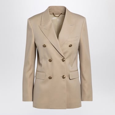 Golden Goose Sand-Coloured Double-Breasted Jacket In Wool Women