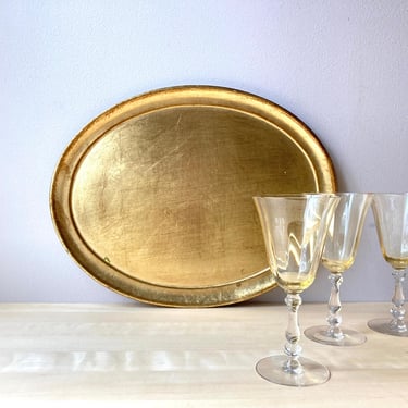 large oval florentine gold serving tray - made in italy 