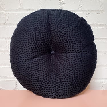 Round Textured Black Pillow