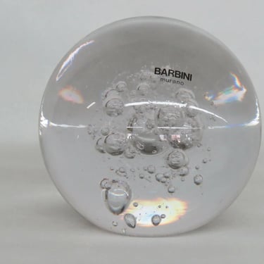 Murano Barbini Oggetti Sphere Art Glass Controlled Bubble Paperweight 2024B
