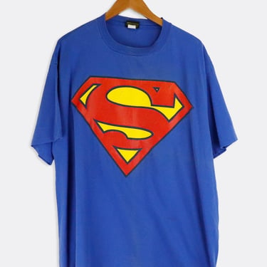 Vintage 2000 Super Man Vinyl Logo Graphic T Shirt Sz XL