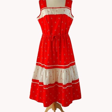 Merry Finn 1970s Red & White Polka Dot Sundress - Finnish Vintage - Size M 