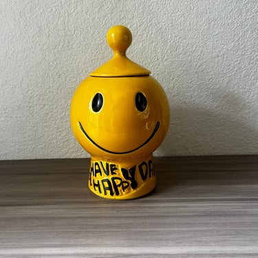 Vintage McCoy Smiley Face Have A Happy Day Cookie Jar 