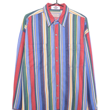 1990s Rainbow Striped Denim Shirt