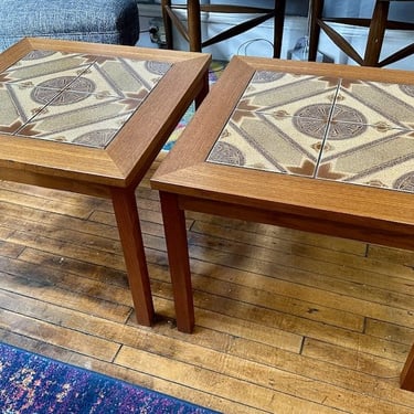 Pair of Danish Teak & Tile Side Tables