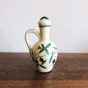 Vintage Italian Ceramic Hand-Painted Olive Oil Dispenser 