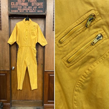 Vintage 1980’s New Wave Yellow Devo Style Zippered Jumpsuit Outfit, New Wave, Vintage Jumpsuit, Vintage Coveralls, Devo, 1980s, 