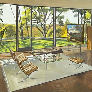 Phillip Johnson The "Glass House" Painting