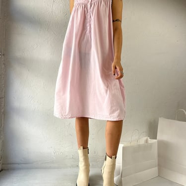 Y2K 'Jasmine Rose' Pink Mini Cotton Night Dress / Large 